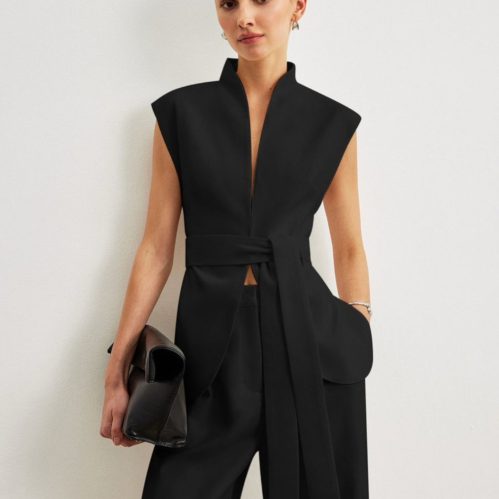 ISO COMMENSE PEPLUM BELTED TOP: ISO (Do Not Buy)